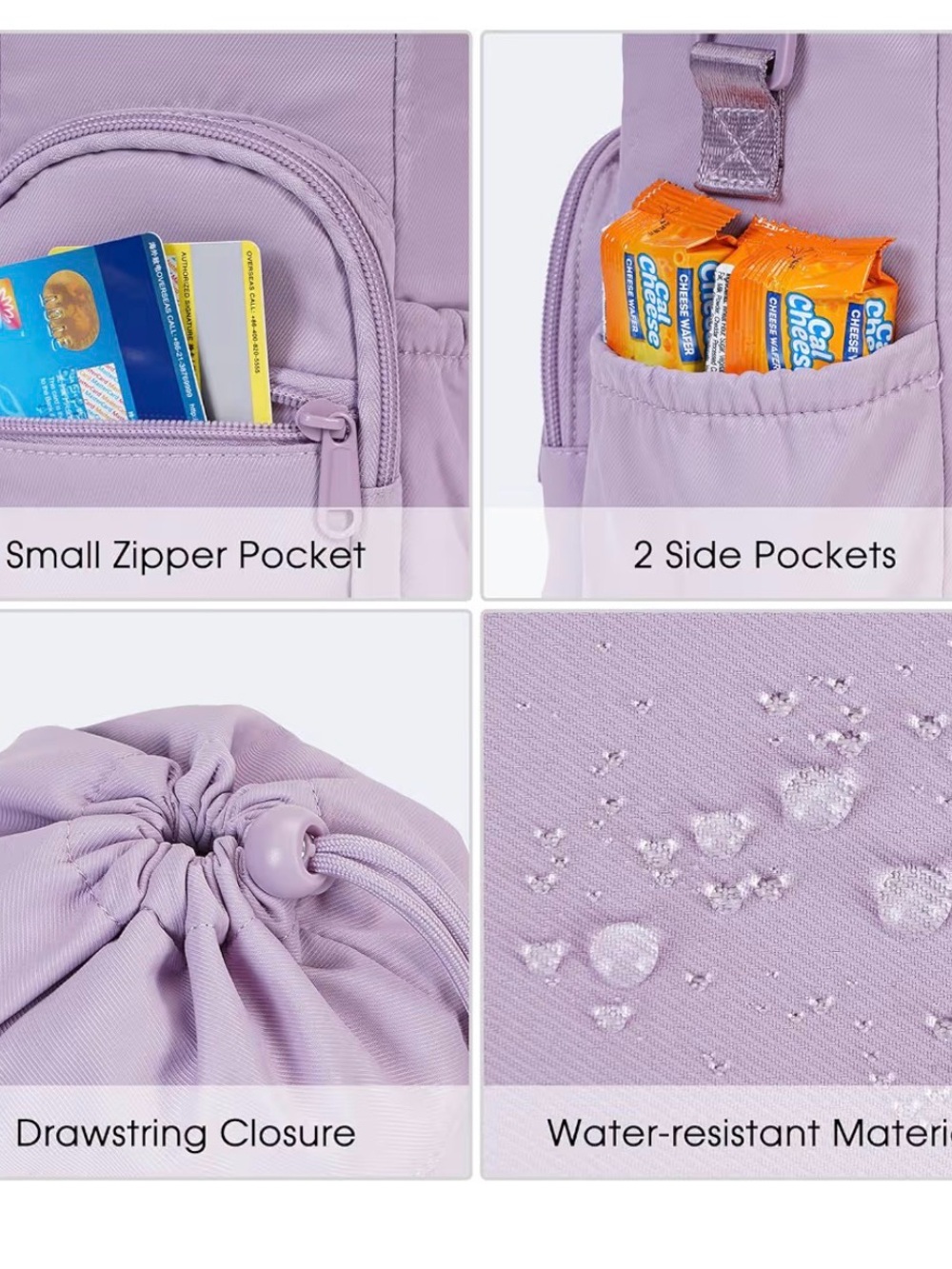 Quilted Crossbody Water bottle Sling Bag - light purple - Picture 10 of 10